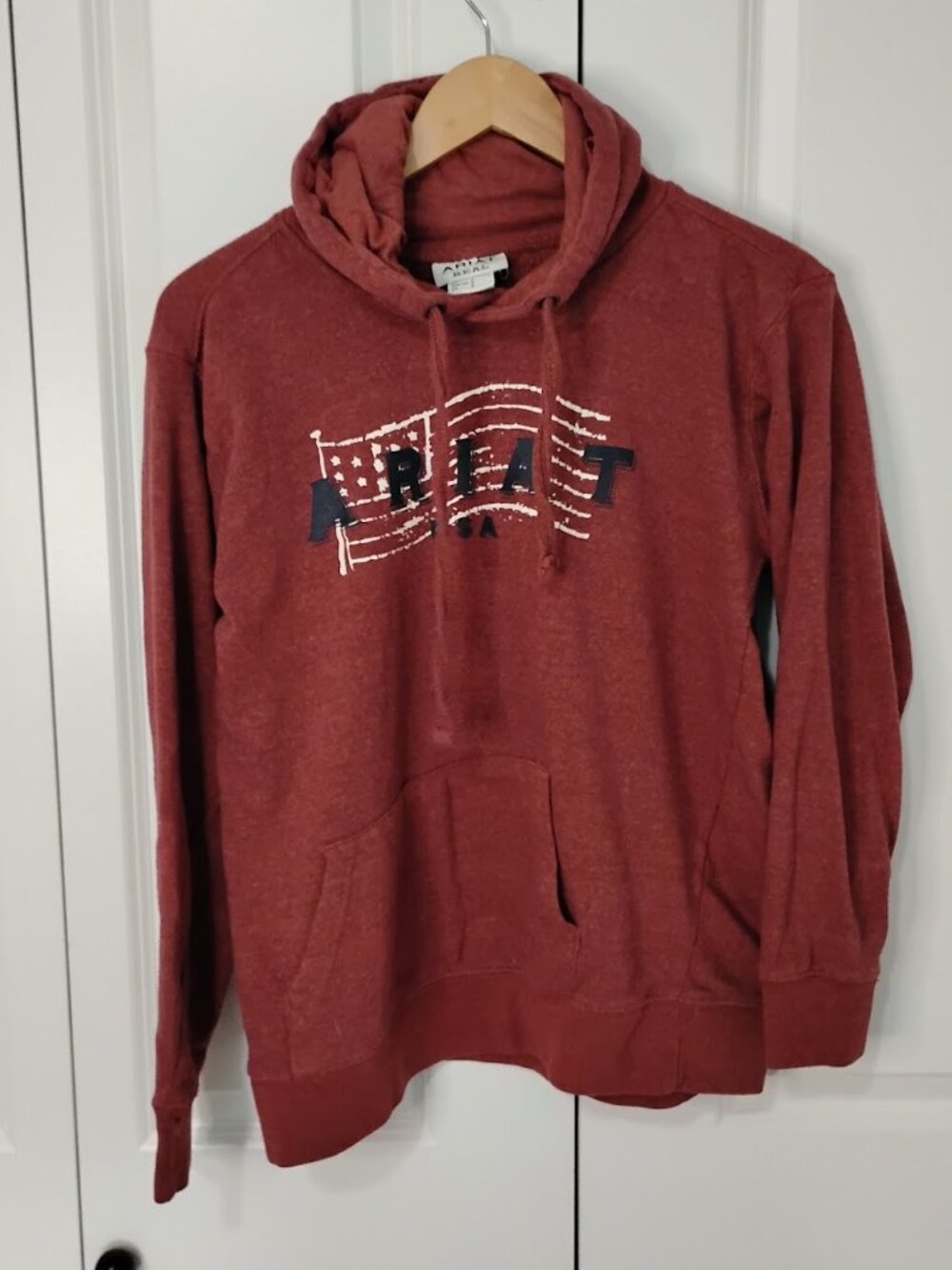 Ariat REAL Women's Maroon Heather Graphic Print Fleece Pullover Hoodie Size S